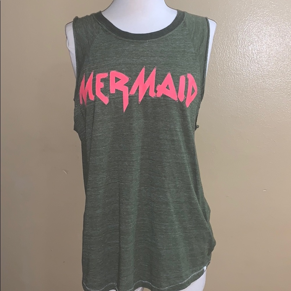 Billabong Mermaid Band Olive Pink Tank Top Small
